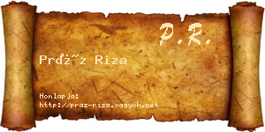 Práz Riza névjegykártya